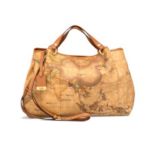 ALVIERO MARTINI 1A CLASSE BORSA LARGE A MANO CON STAMPA GEO CLASSIC E TRACOLLA REGOLABILE ESTRAIBILE 