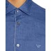 Emporio Armani camicia in lino Blu con logo a contrasto