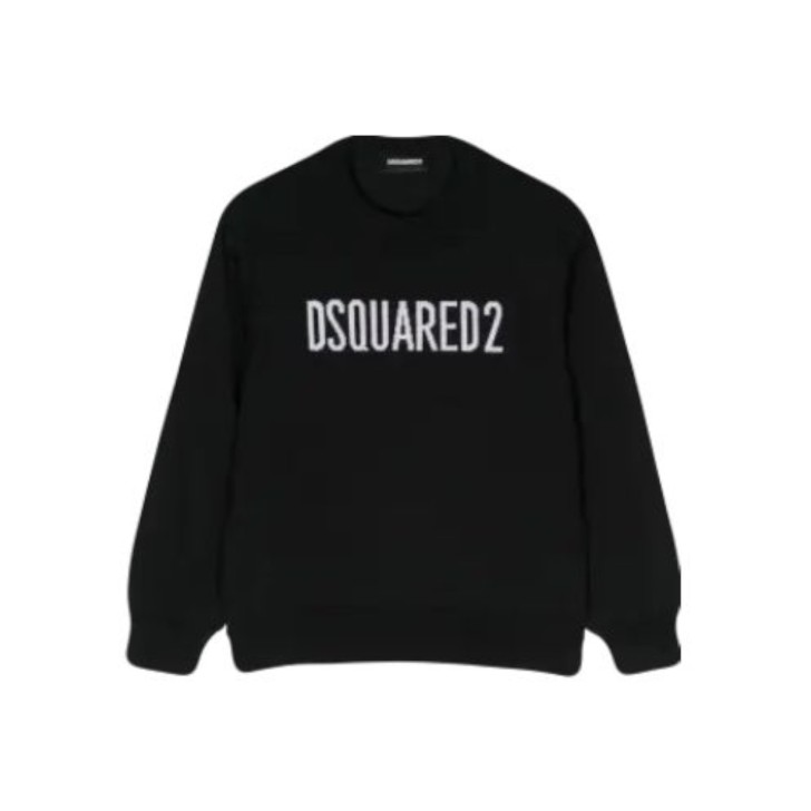 Dsquared2 Malioncino Unisex nero in misto lana con logo lettering DSQUARED2