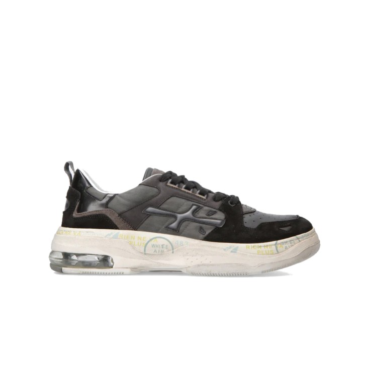 PREMIATA DRAKE_343 SNEAKER IN SUEDE LEATHER E NYLON BLACK GREY EFFETTO VINTAGE 