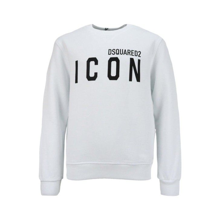 Dsquared2 Felpa Unisex Bianca in cotone a girocollo con logo lettering