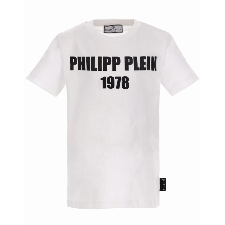 Philipp Plein T-shirt a manica corta bianca in cotone con logo PHILIPP PLEIN 1978 stampato