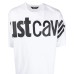 Just Cavalli T-shirt Bianca Over a manica corta in jersey di cotone con maxi logo