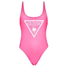 GUESS COSTUME ROSA FLUO INTERO CON LOGO TRIANGOLO