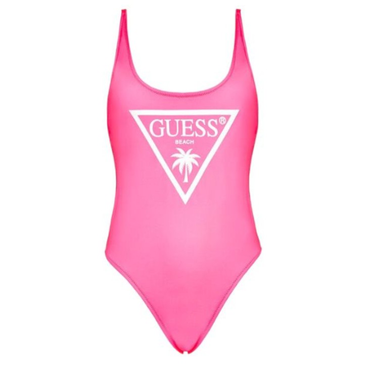 GUESS COSTUME ROSA FLUO INTERO CON LOGO TRIANGOLO