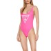 GUESS COSTUME ROSA FLUO INTERO CON LOGO TRIANGOLO