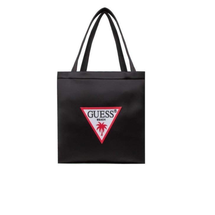 GUESS BORSA DA MARE NERA CON LOGO TRIANGOLO