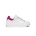 NERO GIARDINI SNEAKERS BIANCA IN PELLE CON INSERTO FUCSIA