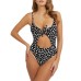 GUESS COSTUME INTERO NERO CON STAMPA FLOREALE E LOGO LETTERING ALL OVER