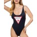 GUESS COSTUME NERO ONE PIECE CON LOGO TRIANGOLO