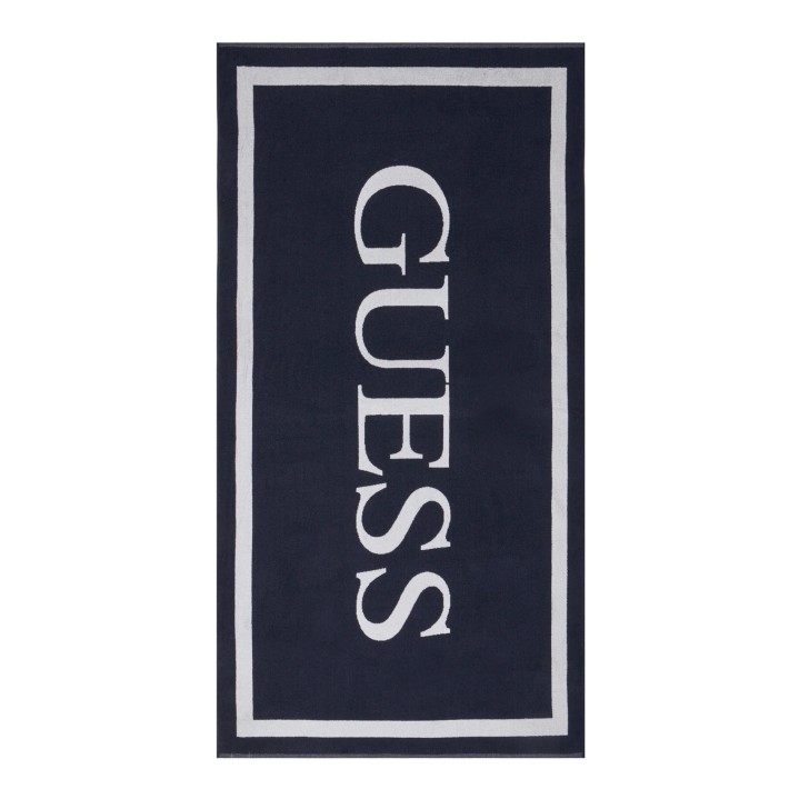 GUESS TELO MARE BLU CON LOGO LETTERING A CONTRASTO