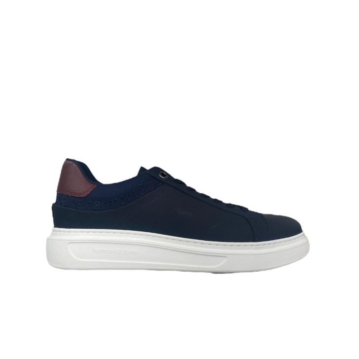 HARMONT&BLAINE SNEAKER IN LEATHER BLUE