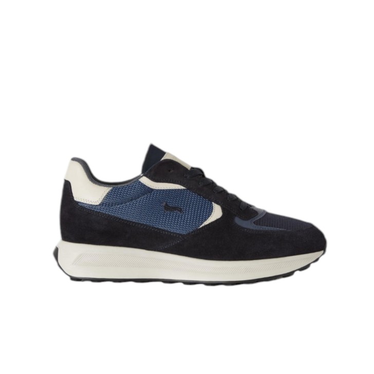 HARMONT&BLAINE SNEAKER IN SUEDE BLUE E TESSUTO AVIO