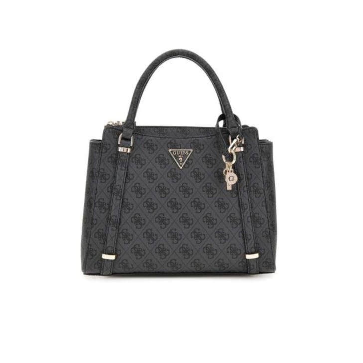 GUESS BORSA A MANO BLACK 4 LOGO ALL OVER E TRACOLLA REGOLABILE ESTRAIBILE