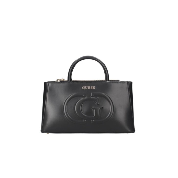 GUESS BORSA A MANO BLACK CON TRACOLLA REGOLABILE ESTRAIBILE CON LOGO LETTERING E MAXI LOGO TONO SU TONO 