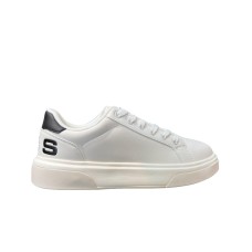 4US SNEAKERS IN LEATHER TOTAL WHITE DA UOMO CON LOGO LETTERING BLACK