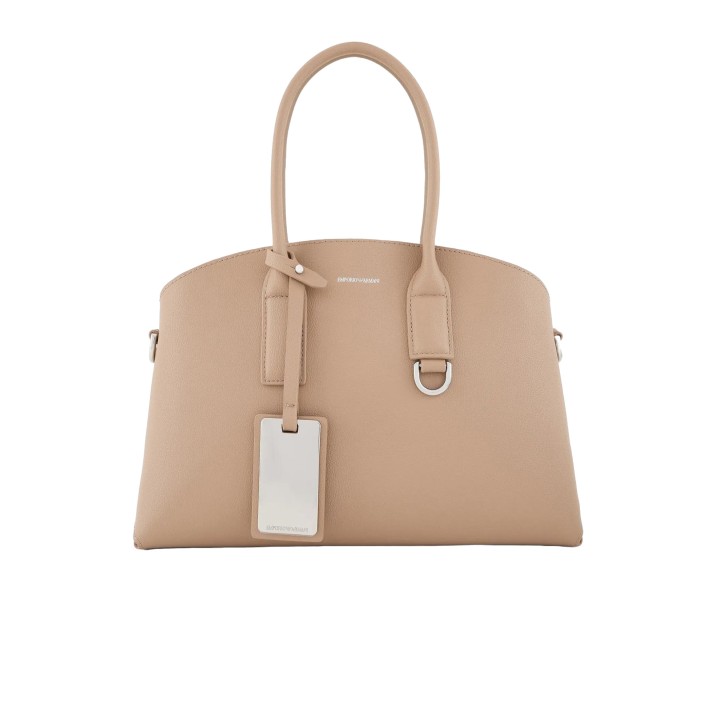 EMPORIO ARMANI BORSA A MANO MEDIUM TAUPE IN PELLE RIGENERATA	