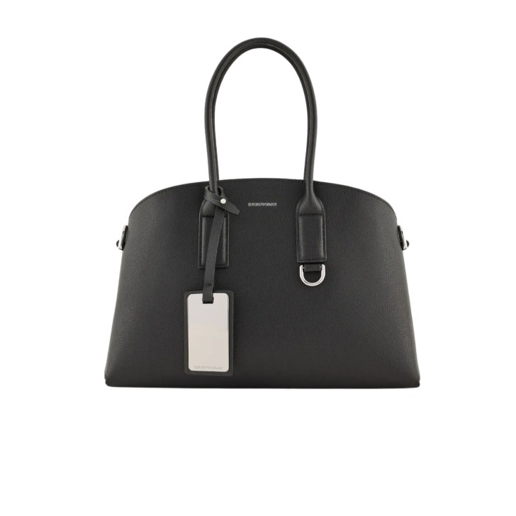 EMPORIO ARMANI BORSA A MANO MEDIUM BLACK IN PELLE RIGENERATA