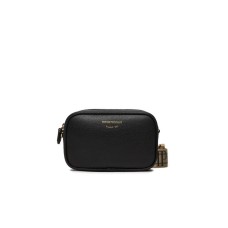 EMPORIO ARMANI MINI BAG BLACK CON TRACOLLA IN NASTRO CON LOGO LETTERING ALL OVER REGOLABILE ESTRAIBILE	