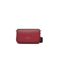 EMPORIO ARMANI MINI BAG BORDEAUX CON TRACOLLA IN NASTRO BLACK CON LOGO LETTERING ALL OVER REGOLABILE ESTRAIBILE