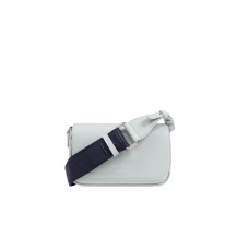 EMPORIO ARMANI MINI BAG POLVERE CON TRACOLLA IN NASTRO BLUE CON LOGO LETTERING ALL OVER REGOLABILE ESTRAIBILE	