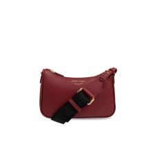 EMPORIO ARMANI MINI BAG BAGUETTE BORDEAUX CON TRACOLLA IN NASTRO BLACK CON LOGO LETTERING ALL OVER REGOLABILE ESTRAIBILE