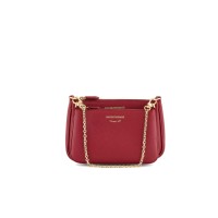 EMPORIO ARMANI MINI BAG DOPPIA BORDEAUX CON TRACOLLA IN NASTRO BLACK CON LOGO LETTERING ALL OVER REGOLABILE ESTRAIBILE	