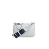 EMPORIO ARMANI MINI BAG DOPPIA POLVERE CON TRACOLLA IN NASTRO BLUE CON LOGO LETTERING ALL OVER REGOLABILE ESTRAIBILE	