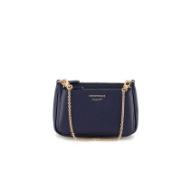 EMPORIO ARMANI MINI BAG DOPPIA BLUE CON TRACOLLA IN NASTRO BLUE CON LOGO LETTERING ALL OVER REGOLABILE ESTRAIBILE	