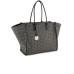 EMPORIO ARMANI MAXI SHOPPING BAG A SPALLA BLACK CON STAMPA MONOGRAM LOGO EAGLE ECRU ALL OVER