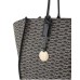 EMPORIO ARMANI MAXI SHOPPING BAG A SPALLA BLACK CON STAMPA MONOGRAM LOGO EAGLE ECRU ALL OVER