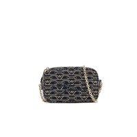 EMPORIO ARMANI MINI BAG CAMERA CASE DI CANVAS JACQUARD MONOGRAM ALL OVER E TRACOLLA IN CATENA ESTRAIBILE