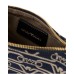 EMPORIO ARMANI MINI BAGUETTE A SPALLA IN CANVAS JACQUARD BLU CON MONOGRAM ALL OVER E LOGO LETTERING RICAMATO