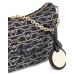 EMPORIO ARMANI MINI BAGUETTE A SPALLA IN CANVAS JACQUARD BLU CON MONOGRAM ALL OVER E LOGO LETTERING RICAMATO