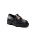 GUESS MOCASSINO TOTAL BLACK CON LOGO IN METALLO GOLD 