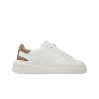 GUESS ELBINA SNEAKER IN LEATHER WHITE CON 4G LOGO BEIGE