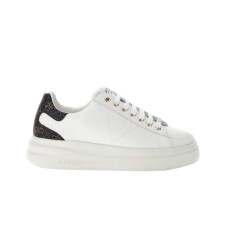 GUESS ELBINA SNEAKER IN LEATHER WHITE CON 4G LOGO BROWN 