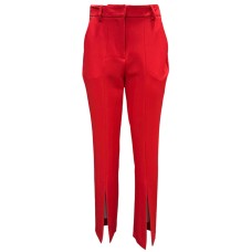 Giulia N Couture Pantalone stretch rosso a vita alta aderente con due tasche america
