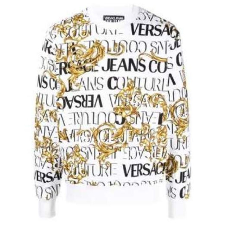 Versace Jeans Couture Felpa a girocollo Bianca con stampa Logo Couture