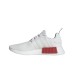 Adidas Originals NMD_R1 Sneakers bianca in tessuto con inserti rossi e blu 