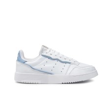 Adidas Originals SUPERCOURT Sneakers bianca in pelle con inserti celesti 