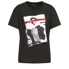 Emporio Armani T-shirt a manica corta Nera con maxi stampa e logo lettering