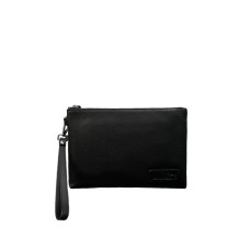 HARMONT&BLAINE POCHETTE DA UOMO NERA IN PELLE CON LOGO TONO SU TONO 