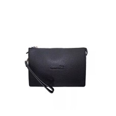 HARMONT&BLAINE POCHETTE NERA DA UOMO IN ECOPELLE MARTELLATA CON LOGO NERO 