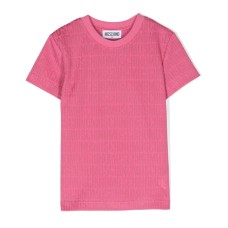 MOSCHINO T-SHIRT FUCSIA A MANICA CORTA CON LOGO LETTERING ALL OVER	