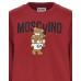 MOSCHINO FELPA A GIROCOLLO UNISEX IN COTONE RED CON LOGO LETTERING BLACK E TEDDY BEAR