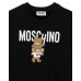 MOSCHINO FELPA A GIROCOLLO UNISEX IN COTONE BLACK CON LOGO LETTERING WHITE E TEDDY BEAR