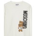 MOSCHINO FELPA UNISEX IN COTONE A GIROCOLLO WHITE CON LOGO LETTERING BLACK E TEDDY BEAR	