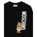 MOSCHINO FELPA UNISEX IN COTONE A GIROCOLLO BLACK CON LOGO LETTERING WHITE E TEDDY BEAR