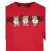 MOSCHINO MAXI T-SHIRT UNISEX IN COTONE A MANICA CORTA RED CON LOGO LETTERING BLACK E TEDDY BEAR	